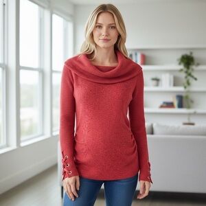 A. Byer Vibrant Red Cowl Neck Sweater